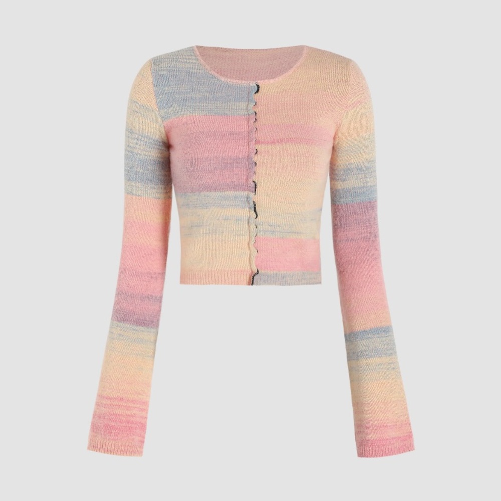 Patchy knitted long sleeve sweater